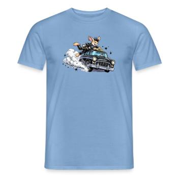 Bunny Punk im Taxi-Action - Männer T-Shirt - Carolina Blue - Vorne - AI Model Male 178 light (178cm)