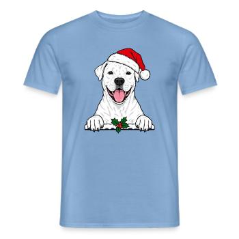 Dogo Argentino Weihnachten Hund Santa Hut - Männer T-Shirt - Carolina Blue - Vorne - AI Model Male 178 light (178cm)