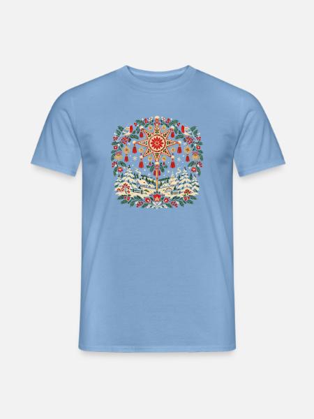 Polnische Weihnachtslieder-Stern-Volkskunst - Männer T-Shirt - Carolina Blue