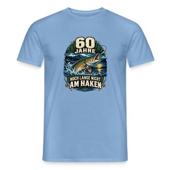 60 Jahre Angler – Noch lange nicht am Haken - Männer T-Shirt - Carolina Blue - Vorne - AI Model Male 178 light (178cm)