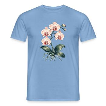 Orchideenliebe – botanische Blüten - Männer T-Shirt - Carolina Blue - Vorne - AI Model Male 178 light (178cm)