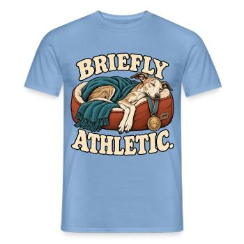Kurzzeitiger athletischer Whippet - Männer T-Shirt - Carolina Blue - Vorne - AI Model Male 178 light (178cm)