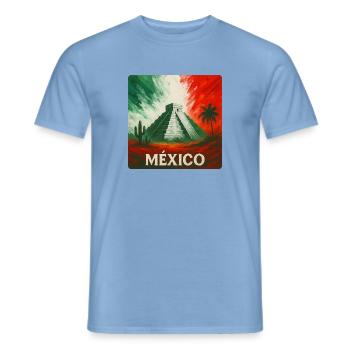 Mexiko Pyramide mit Kaktus in Landesfarben - Männer T-Shirt - Carolina Blue - Vorne - AI Model Male 178 light (178cm)