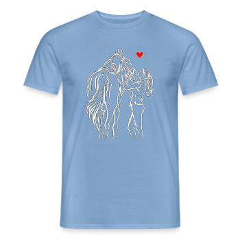 Pferdeliebe Reiterin mit Pferd und Herz - Männer T-Shirt - Carolina Blue - Vorne - AI Model Male 178 light (178cm)