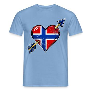 Norwegen Flagge Herz mit Pfeil used look - Männer T-Shirt - Carolina Blue - Vorne - AI Model Male 178 light (178cm)