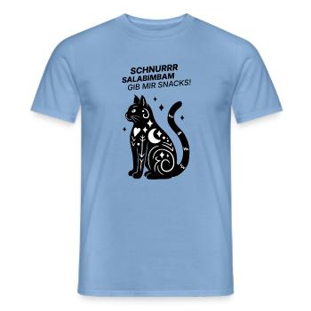 Schnurrrsalabimbam - Gib mir Snacks! - Katze - Männer T-Shirt - Carolina Blue - Vorne - AI Model Male 178 light (178cm)