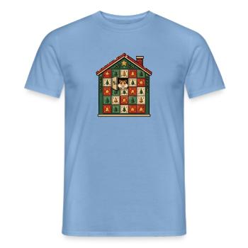 Hamster Adventskalender Retro Comic Haus T-Shirt - Männer T-Shirt - Carolina Blue - Vorne - AI Model Male 178 light (178cm)