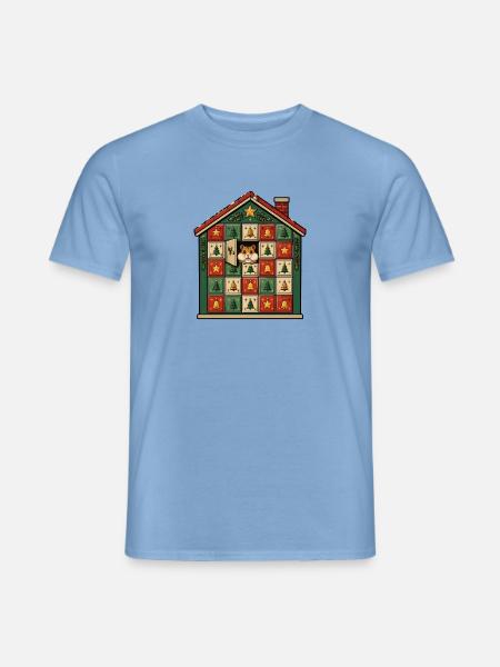 Hamster Adventskalender Retro Comic Haus T-Shirt - Männer T-Shirt - Carolina Blue