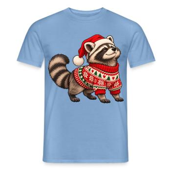Weihnachts Waschbär – Norwegerpullover - Männer T-Shirt - Carolina Blue - Vorne - AI Model Male 178 light (178cm)