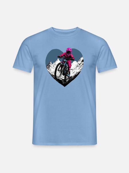 Love Bike / Mountainbiker Herz - Männer T-Shirt - Carolina Blue
