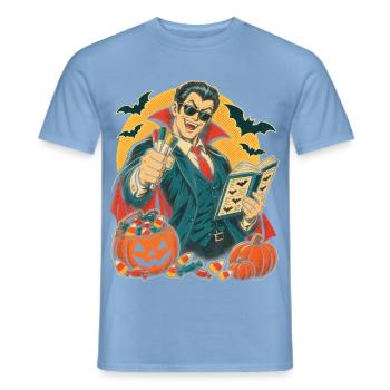 Halloween-Geist-Lehrer mit Whiteboard-Marker - Männer T-Shirt - Carolina Blue - Vorne - AI Model Male 178 light (178cm)