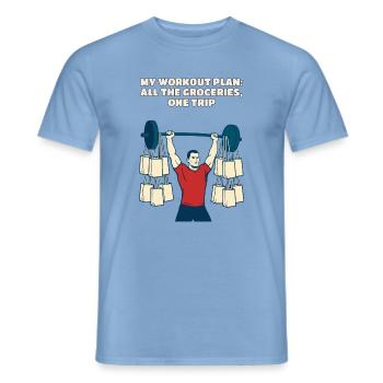 Mein Workout-Plan Alle Lebensmittel Ein Trip Lustig - Männer T-Shirt - Carolina Blue - Vorne - AI Model Male 178 light (178cm)