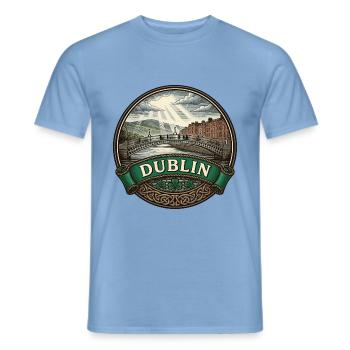 Dublin Ireland Reiseabzeichen Ha'penny Bridge Geschenk - Männer T-Shirt - Carolina Blue - Vorne - AI Model Male 178 light (178cm)