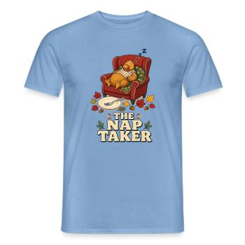 The Nap Taker – Thanksgiving Truthahn Schläfer - Männer T-Shirt - Carolina Blue - Vorne - AI Model Male 178 light (178cm)