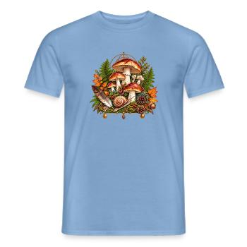 Pilzparadies Herbstzauber - Männer T-Shirt - Carolina Blue - Vorne - AI Model Male 178 light (178cm)
