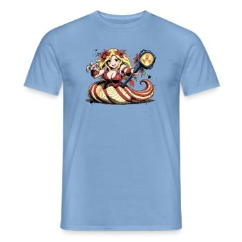 Herbsthexe mit Bernstein-Hexenstab - Männer T-Shirt - Carolina Blue - Vorne - AI Model Male 178 light (178cm)