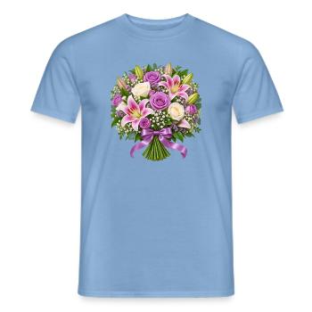 Pastellrosenlilienstrauß mit Lavendel - Männer T-Shirt - Carolina Blue - Vorne - AI Model Male 178 light (178cm)