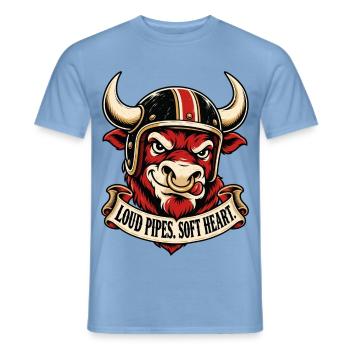 Biker Spruch - Loud Pipes Soft Heart - Männer T-Shirt - Carolina Blue - Vorne - AI Model Male 178 light (178cm)