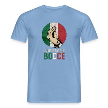 Italienischer Boccia: stilisierter Gruß - Männer T-Shirt - Carolina Blue - Vorne - AI Model Male 178 light (178cm)
