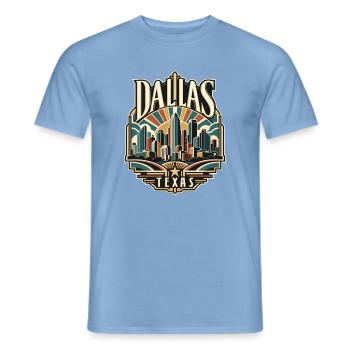 Dallas Skyline Retro Texas - Männer T-Shirt - Carolina Blue - Vorne - AI Model Male 178 light (178cm)