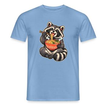 Süßer Waschbär mit Ramen und Essstäbchen - Männer T-Shirt - Carolina Blue - Vorne - AI Model Male 178 light (178cm)