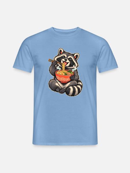 Süßer Waschbär mit Ramen und Essstäbchen - Männer T-Shirt - Carolina Blue
