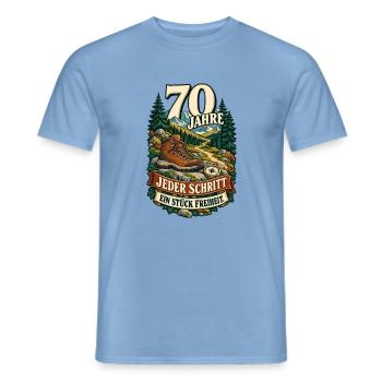 70 Jahre Jeder Schritt Freiheit - Männer T-Shirt - Carolina Blue - Vorne - AI Model Male 178 light (178cm)