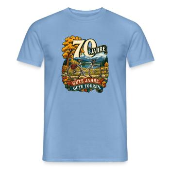 70 Jahre Fahrradabenteuer Gute Jahre Gute Touren - Männer T-Shirt - Carolina Blue - Vorne - AI Model Male 178 light (178cm)
