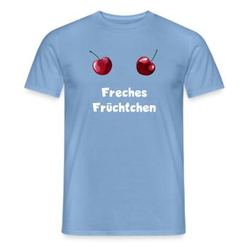 Freches Früchtchen - Zwei Kirschen Busen - Männer T-Shirt - Carolina Blue - Vorne - AI Model Male 178 light (178cm)