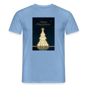 Goldener Weihnachtsbaum, isoliert am Sternenhimmel - Männer T-Shirt - Carolina Blue - Vorne - AI Model Male 178 light (178cm)