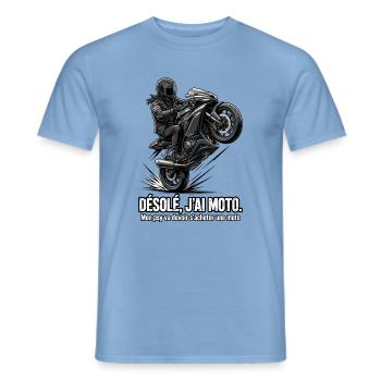 Motorrad, Biker, Biker - Männer T-Shirt - Carolina Blue - Vorne - AI Model Male 178 light (178cm)