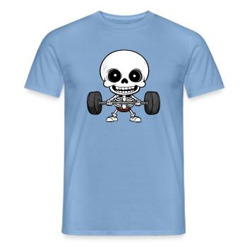 Gym Totenkopf Langhantel - Männer T-Shirt - Carolina Blue - Vorne - AI Model Male 178 light (178cm)