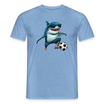 Fussball Hai Fisch - Männer T-Shirt - Carolina Blue - Vorne - AI Model Male 178 light (178cm)
