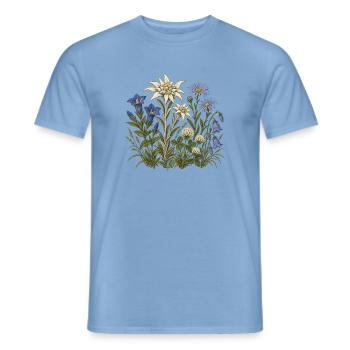 Alpenblumen – Botanische Vintage-Illustration - Männer T-Shirt - Carolina Blue - Vorne - AI Model Male 178 light (178cm)
