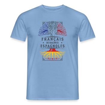 French Spanish Roots T-Shirt Geschenk H... - Männer T-Shirt - Carolina Blue - Vorne - AI Model Male 178 light (178cm)