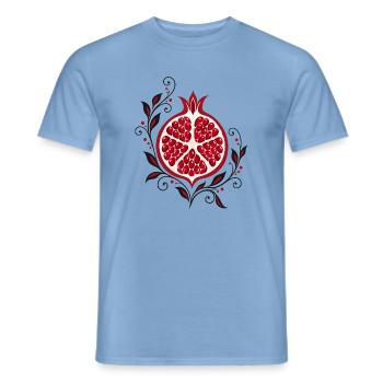 Granatapfel mit Blumen - Botanische Kunst - Männer T-Shirt - Carolina Blue - Vorne - AI Model Male 178 light (178cm)