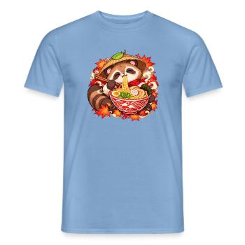 Tanuki mit Ramen und Strohhut | Noventra - Männer T-Shirt - Carolina Blue - Vorne - AI Model Male 178 light (178cm)