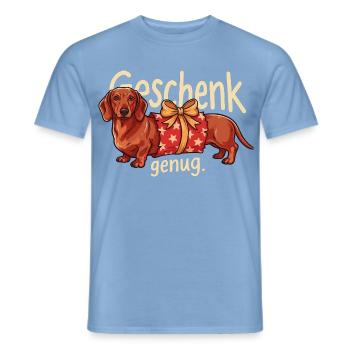 Süßer Dackel als Weihnachtsgeschenk - Männer T-Shirt - Carolina Blue - Vorne - AI Model Male 178 light (178cm)