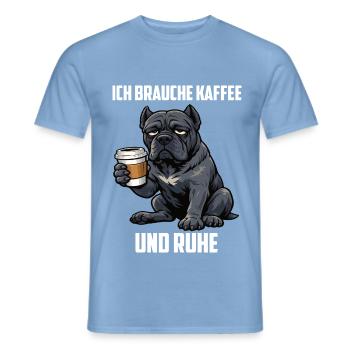 Ich Brauche Kaffee und Ruhe Cane Corso Cane Corsos - Männer T-Shirt - Carolina Blue - Vorne - AI Model Male 178 light (178cm)