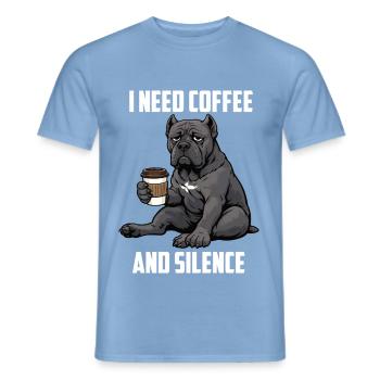 I Need Coffee and Silence Cane Corso Cane Corsos - Männer T-Shirt - Carolina Blue - Vorne - AI Model Male 178 light (178cm)