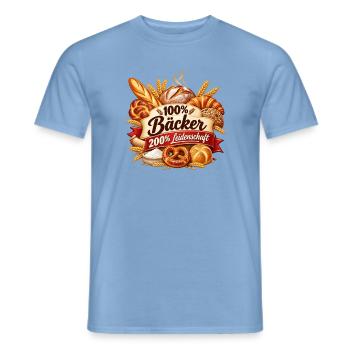 100% Bäcker – Leidenschaft pur - Männer T-Shirt - Carolina Blue - Vorne - AI Model Male 178 light (178cm)