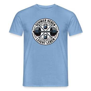 Schwer Heben Leicht Leben Gym - Männer T-Shirt - Carolina Blue - Vorne - AI Model Male 178 light (178cm)