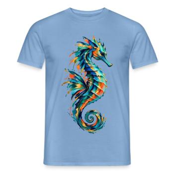 Türkis-Seepferdchen - Männer T-Shirt - Carolina Blue - Vorne - AI Model Male 178 light (178cm)