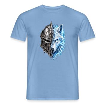 Spektraler Wolf und Ritterhelm – Fantasie - Männer T-Shirt - Carolina Blue - Vorne - AI Model Male 178 light (178cm)