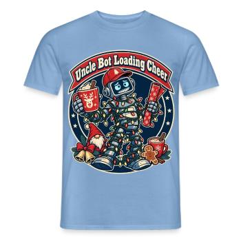 Christmas Roboter-Onkel lädt Feststimmung - Männer T-Shirt - Carolina Blue - Vorne - AI Model Male 178 light (178cm)