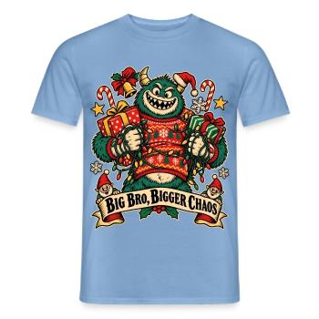 Christmas Monster Big Bro Bigger Chaos - Männer T-Shirt - Carolina Blue - Vorne - AI Model Male 178 light (178cm)