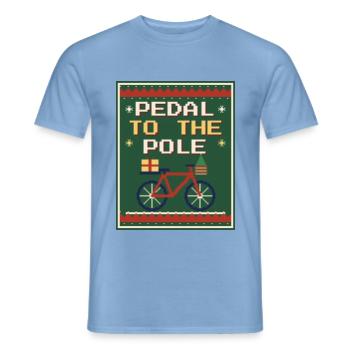 Pedal to the Pole – Rad-Weihnachtspullover - Männer T-Shirt - Carolina Blue - Vorne - AI Model Male 178 light (178cm)