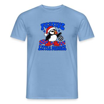 Festliche kleine Bedrohung Lustiger Weihnachtspuffin - Männer T-Shirt - Carolina Blue - Vorne - AI Model Male 178 light (178cm)