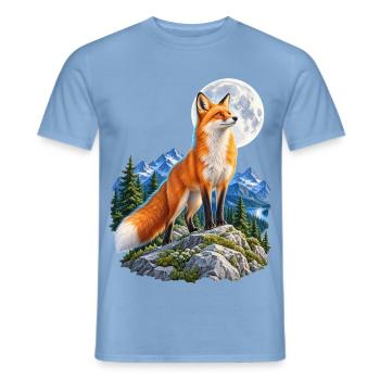 Wolf heult vor dem Mond Mondlicht Wolf wilde Tiere - Männer T-Shirt - Carolina Blue - Vorne - AI Model Male 178 light (178cm)