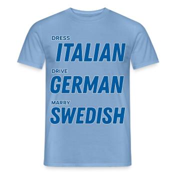 043 Kulturübergreifende Paarphrasen Tee - Männer T-Shirt - Carolina Blue - Vorne - AI Model Male 178 light (178cm)